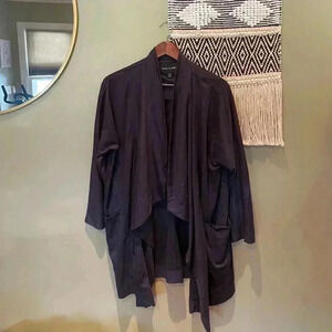 SOLEMIO DREAM DAY NAVY FAUX SUEDE JACKET CARDIGAN